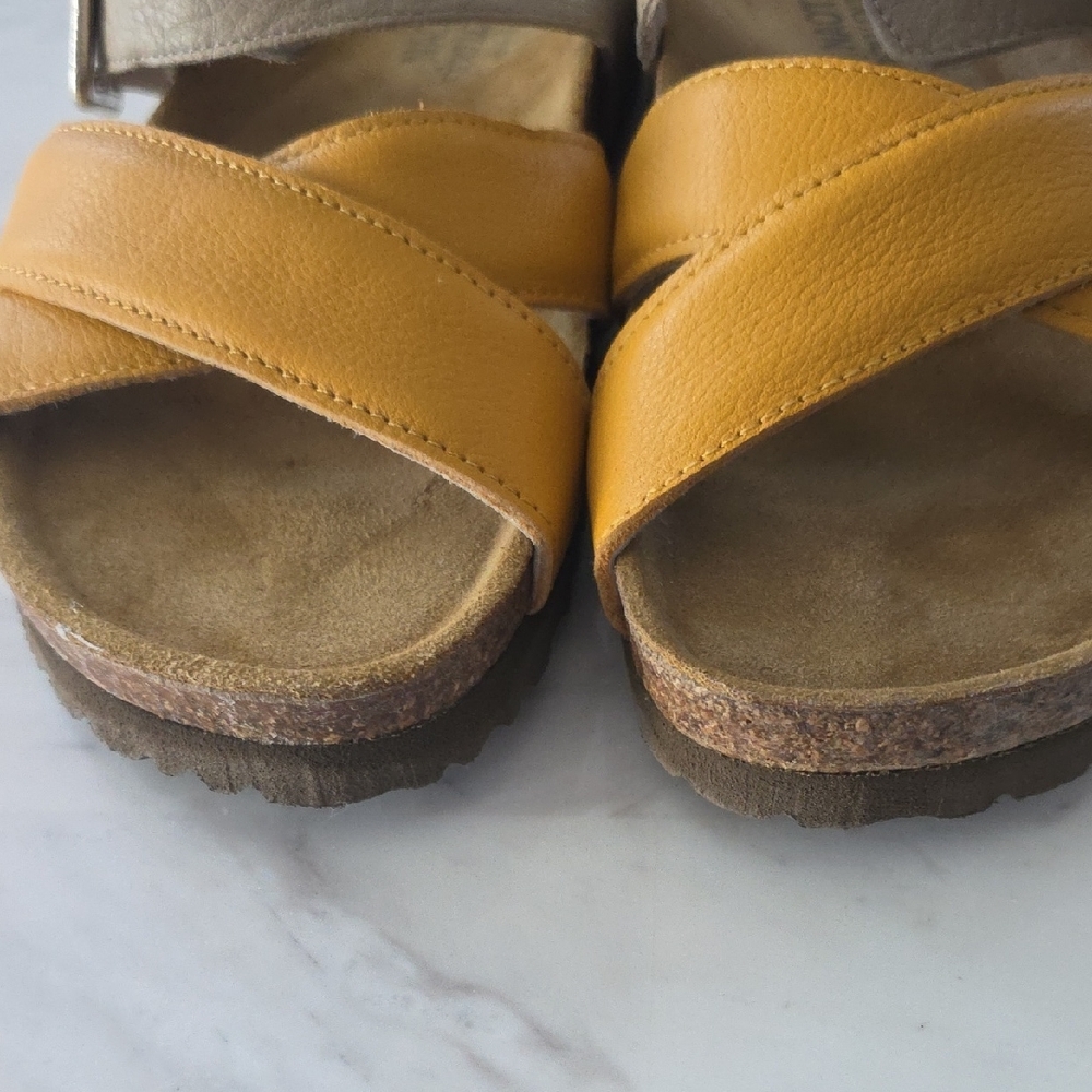 Naot Yellow and Tan Leather Sandals - Picture 4 of 9
